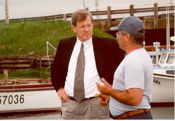 Lawrence at a wharf